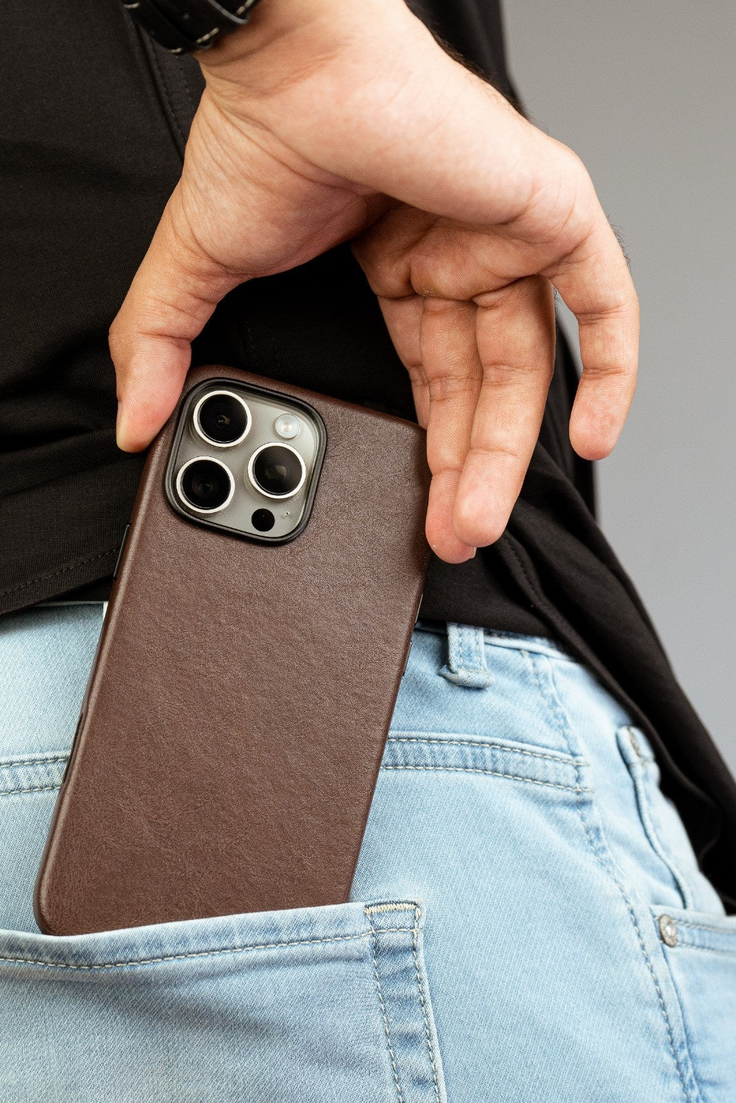 Vegan Leather Deep Brown iPhone 16 Pro Max Case