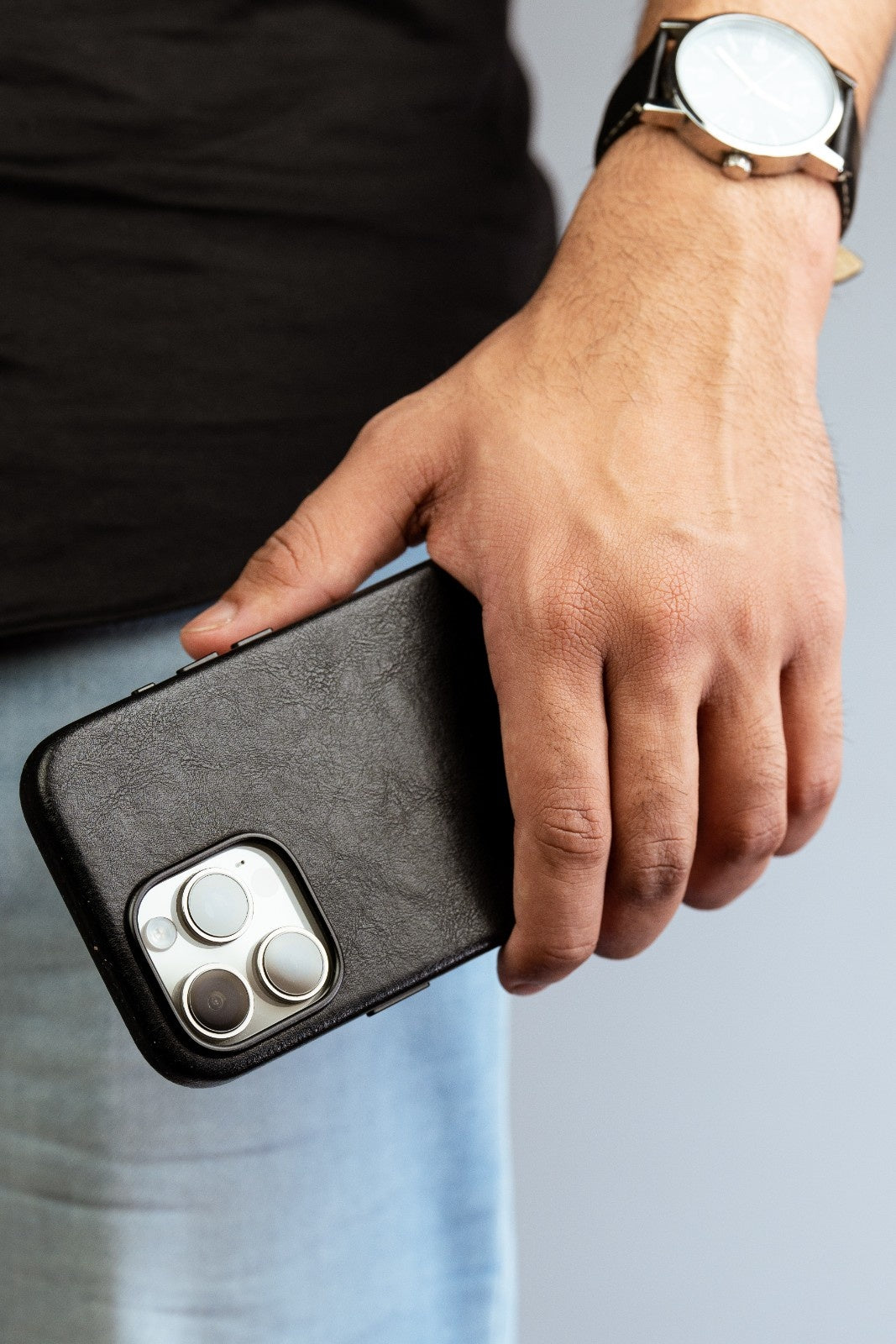 Vegan Leather Black iPhone 16 Pro Max Case