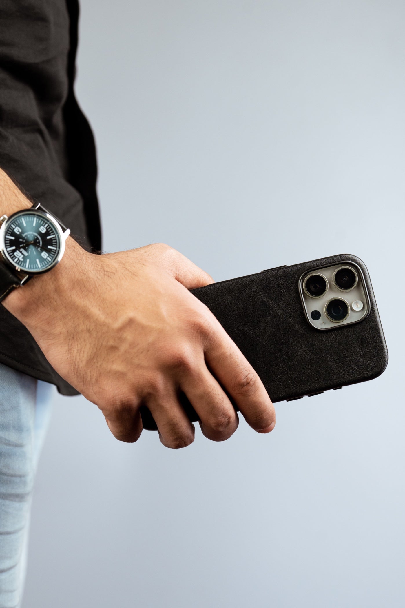 Vegan Leather Black iPhone 16 Pro Max Case